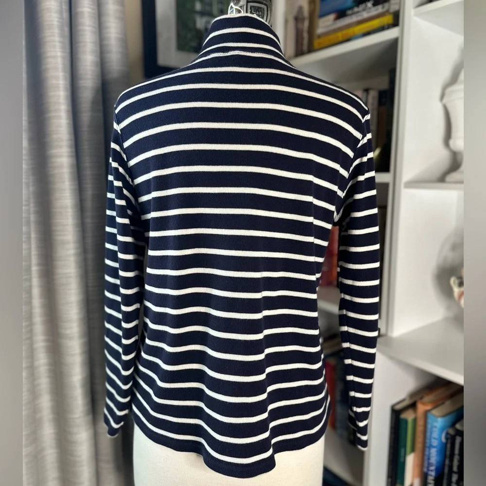 L.L. Bean Navy and White Striped Long Sleeve Top - Picture 3 of 7